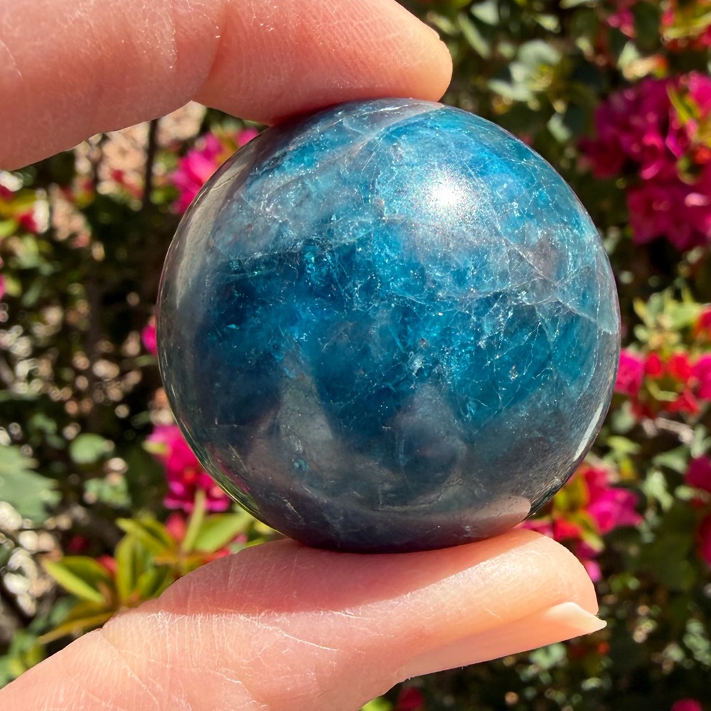 Blue Apatite Sphere with Stand